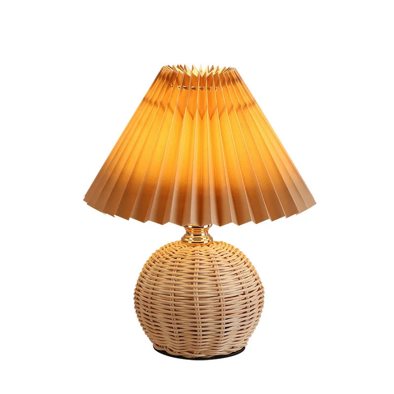 Nordic Ins Wind Internet Red Desk Lamp for Girls, High-End Pleated Bedroom Bedhead Lamp with Warm Night Light