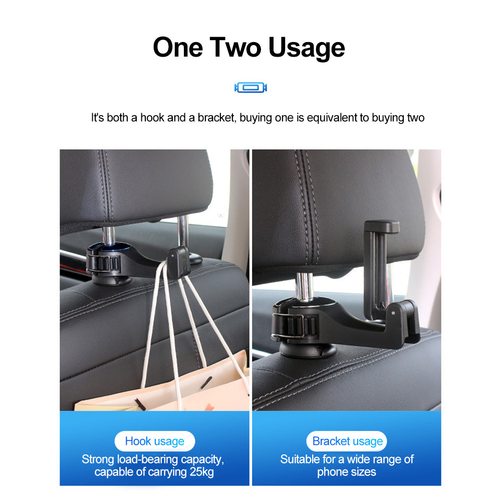 Heavy-Duty Car Organizer Hooks, Universal Rear Seat Hanger for Phone, Shopping Bags, and Masks, 6 Pack