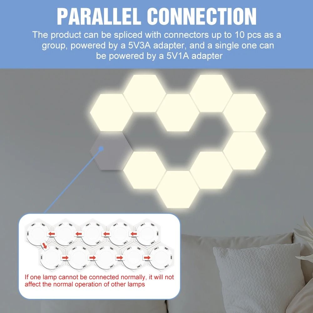 LED Honeycomb Modular Wall Lamp Touch Control Night Light 3