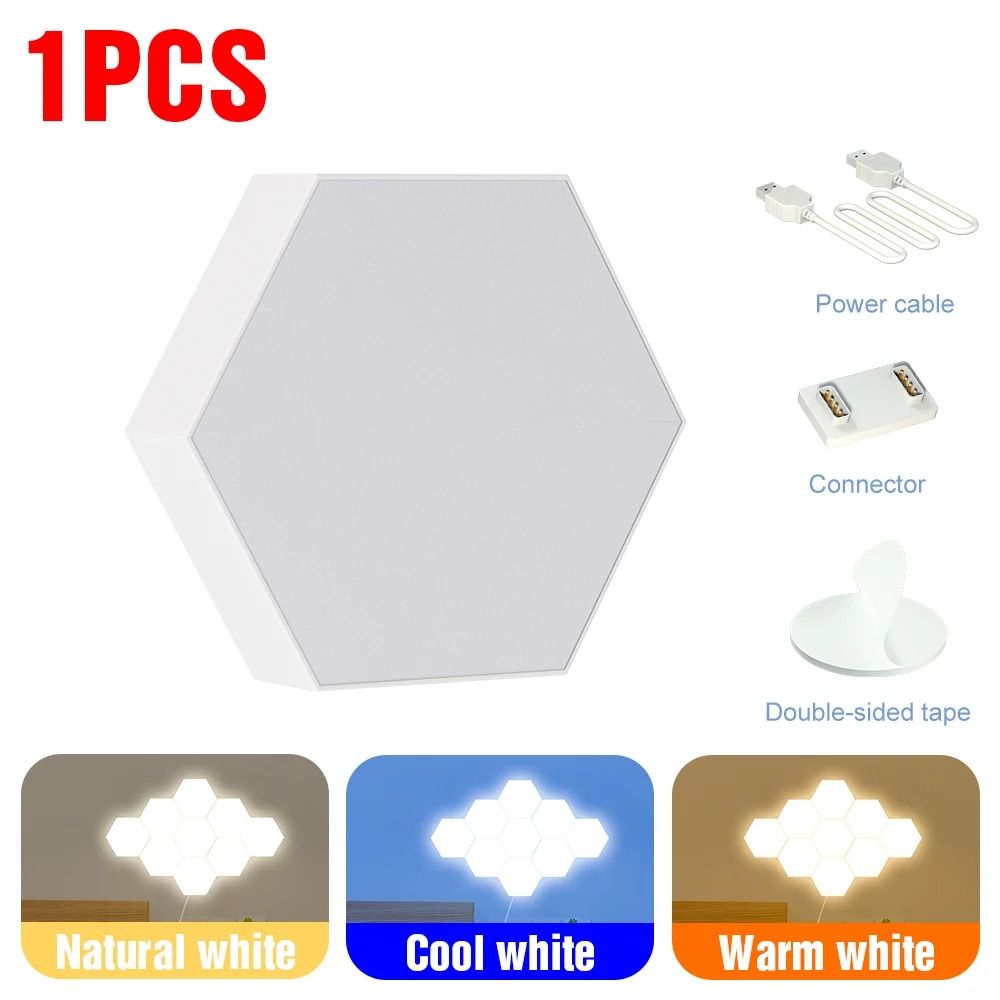 LED Honeycomb Modular Wall Lamp Touch Control Night Light 6