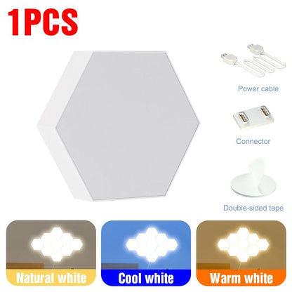 LED Honeycomb Modular Wall Lamp Touch Control Night Light 6