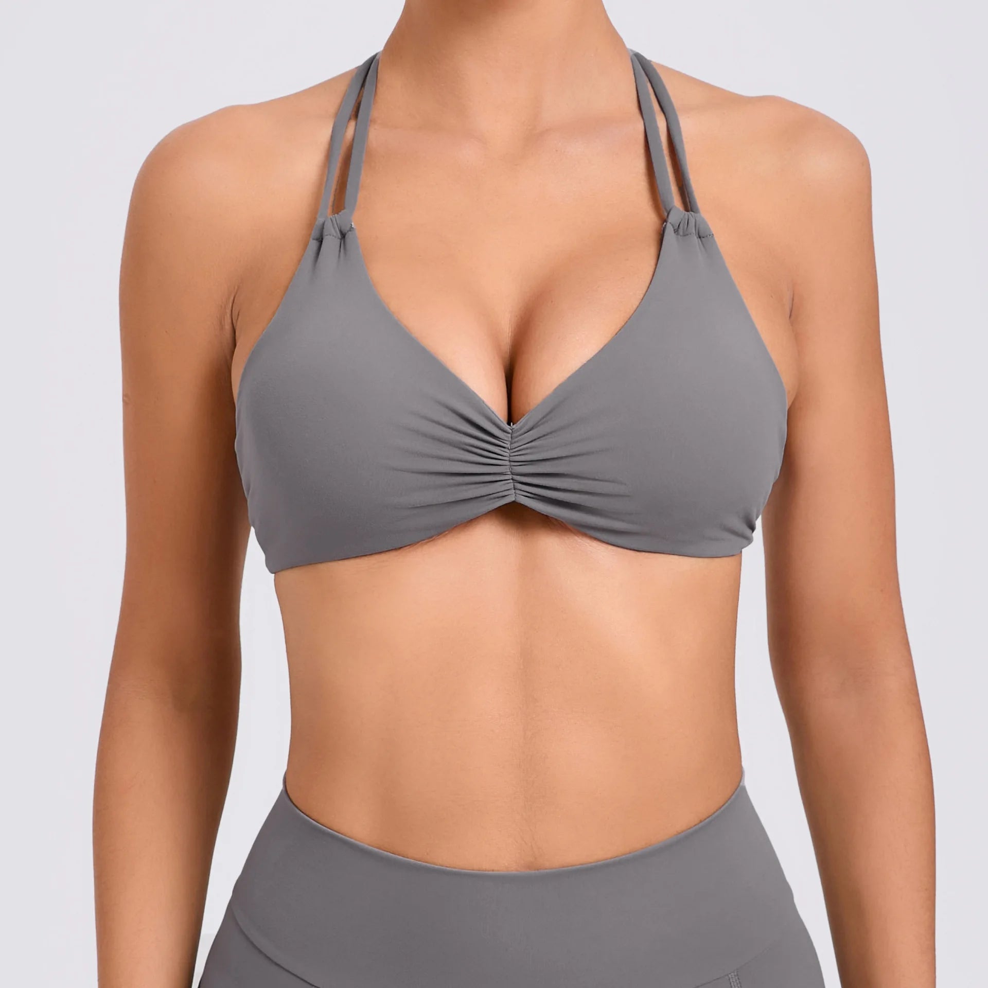 Butterfly Sports Crop Tops Front Pleated Adjustable Straps Women Yoga Bras Gym Fitness Bra Padded W 9