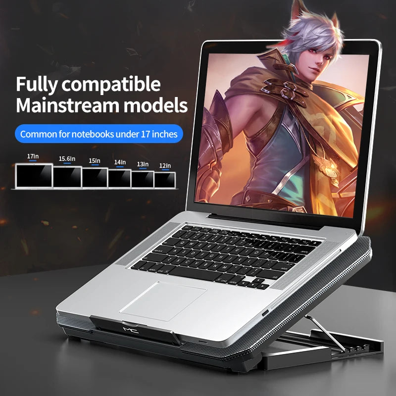 Gaming Laptop Cooler, Pad with LED Screen, Two USB Port, 2600RPM Notebook Stand, Silent Fan for Laptop Cooling