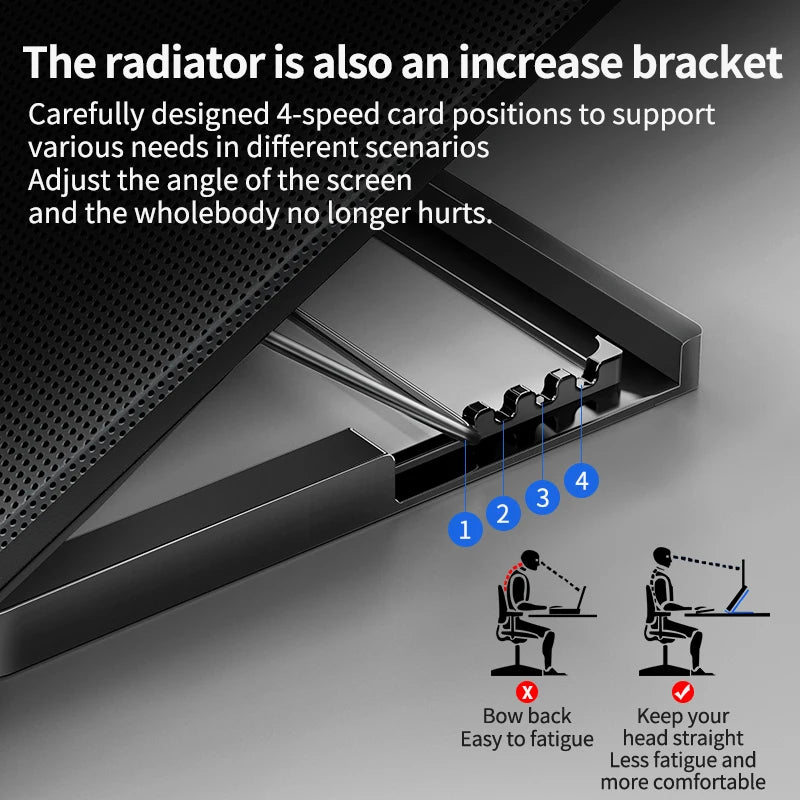 Gaming Laptop Cooler, Pad with LED Screen, Two USB Port, 2600RPM Notebook Stand, Silent Fan for Laptop Cooling