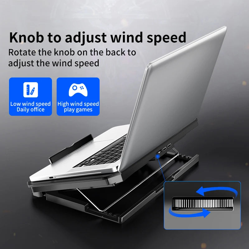 Gaming Laptop Cooler, Pad with LED Screen, Two USB Port, 2600RPM Notebook Stand, Silent Fan for Laptop Cooling