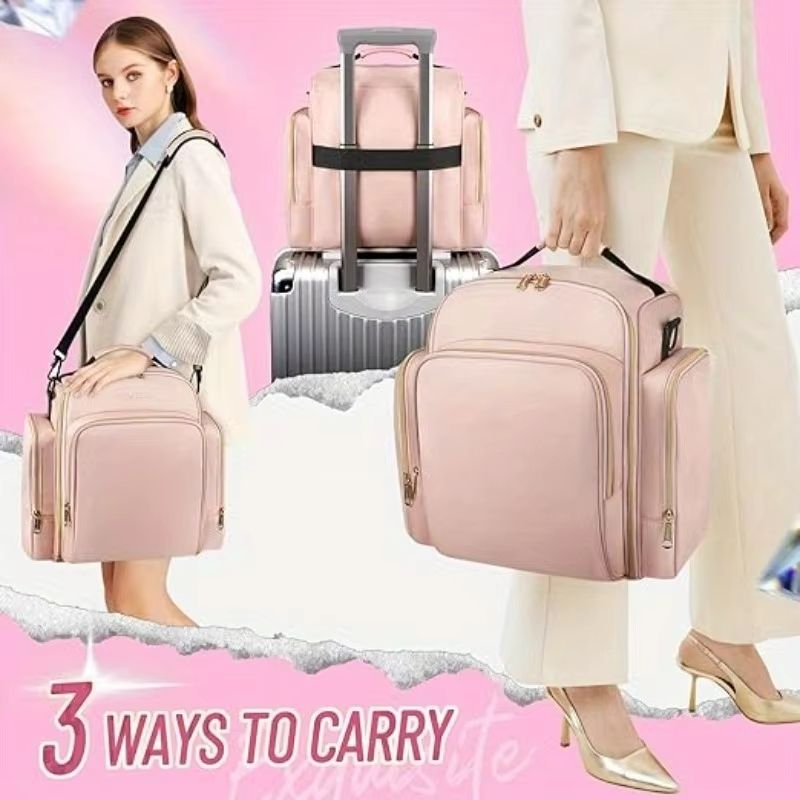 Large Travel Makeup Bag Organizer With Removable Cosmetic Cases  Jewelry Roll 1