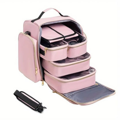 Large Travel Makeup Bag Organizer With Removable Cosmetic Cases  Jewelry Roll 6