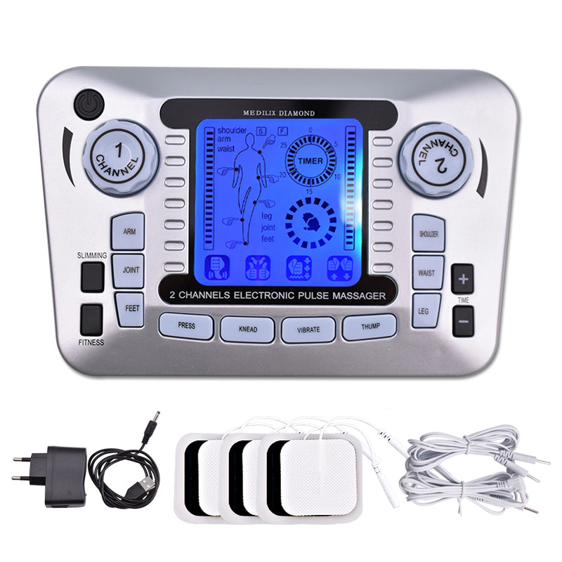 Professional 12 Mode TENS EMS Muscle Stimulator, Electric Pulse Massager for Digital Pain Relief & Health Care