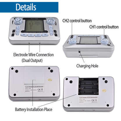 Professional 12 Mode TENS EMS Muscle Stimulator Electric Pulse Massager For Digital Pain Relief  He 3