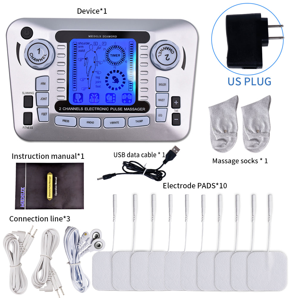 Professional 12 Mode TENS EMS Muscle Stimulator Electric Pulse Massager For Digital Pain Relief  He 7