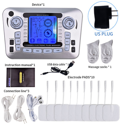 Professional 12 Mode TENS EMS Muscle Stimulator Electric Pulse Massager For Digital Pain Relief  He 7