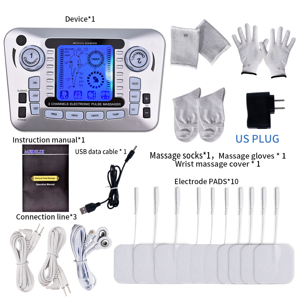 Professional 12 Mode TENS EMS Muscle Stimulator Electric Pulse Massager For Digital Pain Relief  He 9