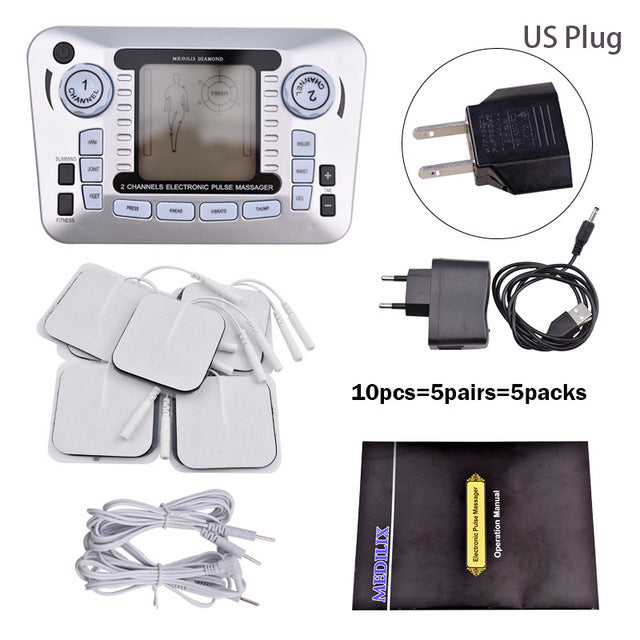 Professional 12 Mode TENS EMS Muscle Stimulator Electric Pulse Massager For Digital Pain Relief  He 10