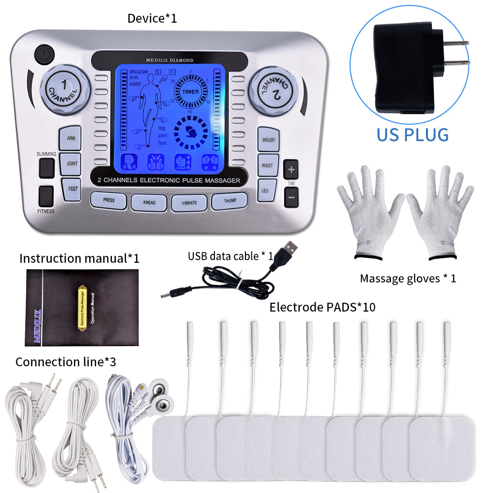Professional 12 Mode TENS EMS Muscle Stimulator Electric Pulse Massager For Digital Pain Relief  He 12