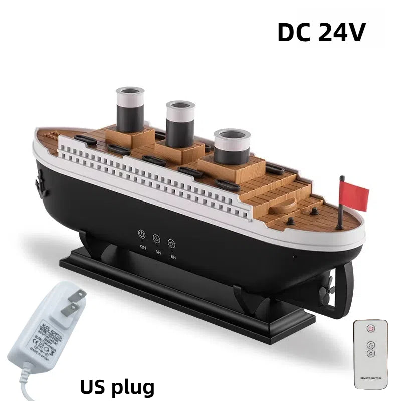 Titanic Ship Model Air Humidifier, Remote Control Essential Oil Diffuser with Jellyfish Smoke Ring Spray & Home Aroma