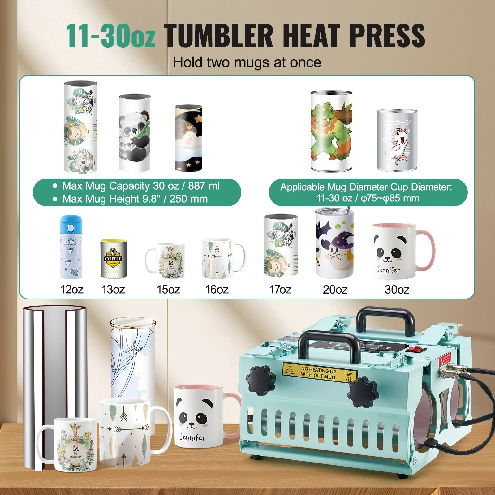 SucceBuy DualStation Tumbler Heat Press Machine For 1130oz Sublimation Mugs  Tumblers 1