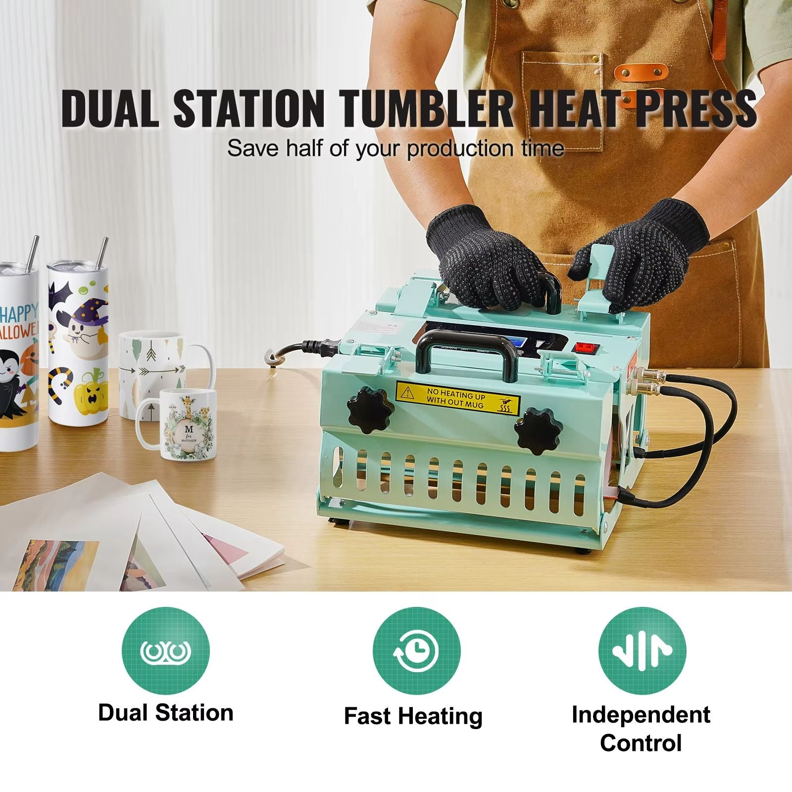 SucceBuy DualStation Tumbler Heat Press Machine For 1130oz Sublimation Mugs  Tumblers 5