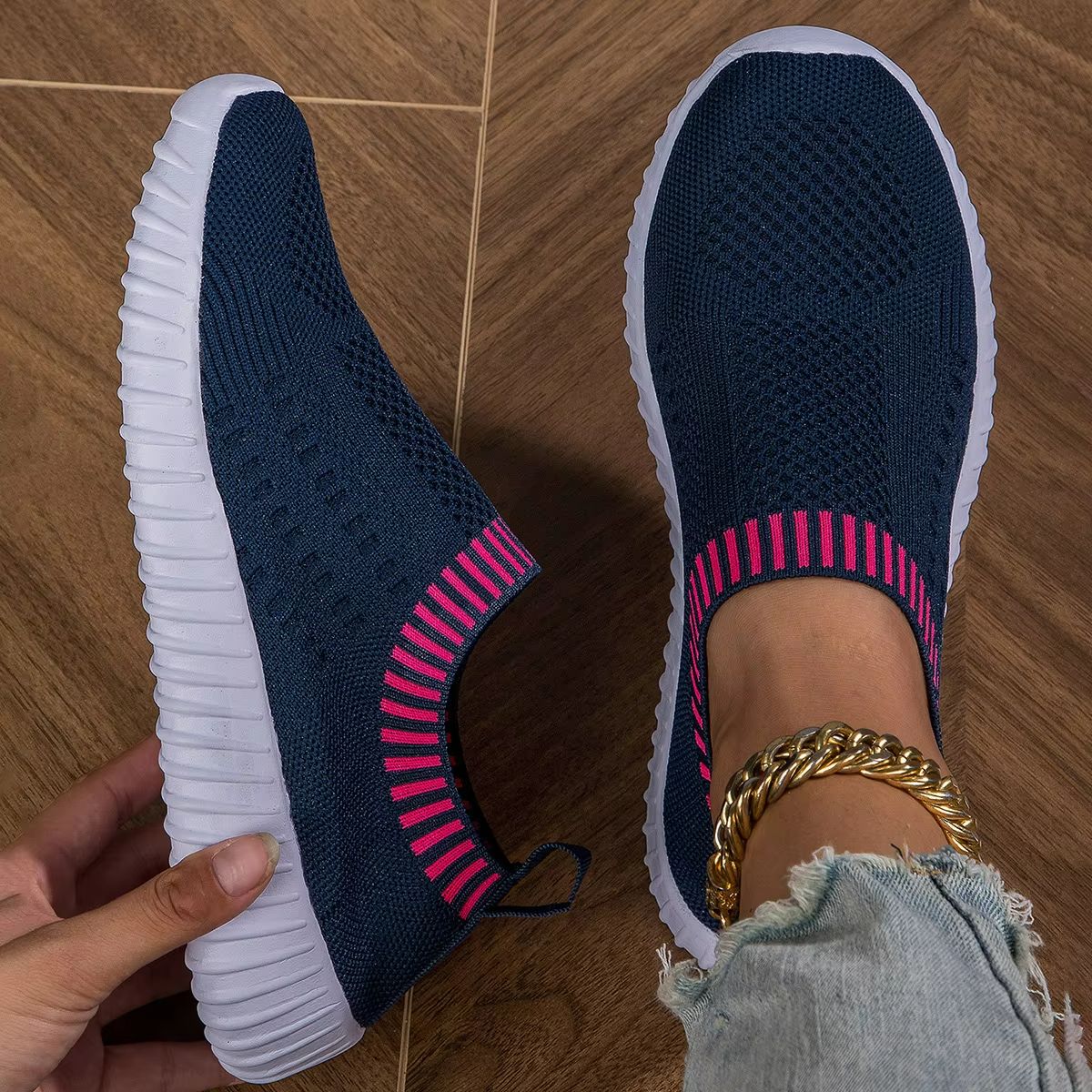 Womens Breathable Knit Sneakers  Lightweight Mesh Casual Walking Shoes 1