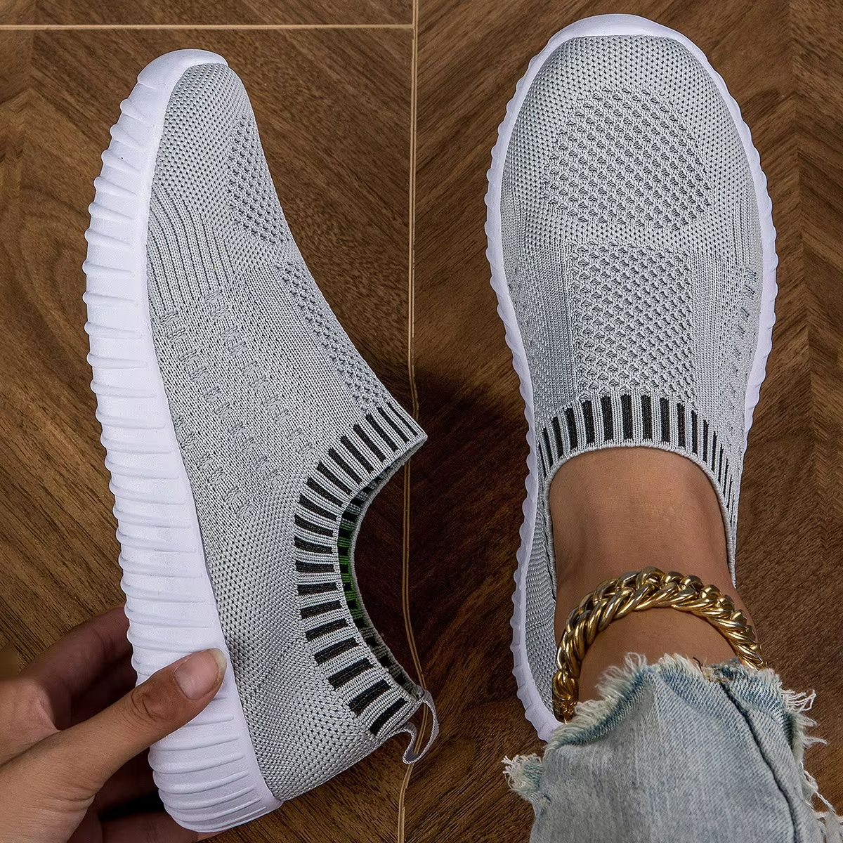 Womens Breathable Knit Sneakers  Lightweight Mesh Casual Walking Shoes 2