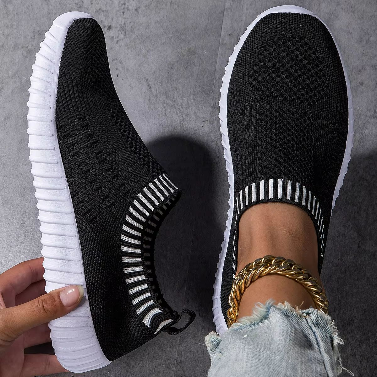 Womens Breathable Knit Sneakers  Lightweight Mesh Casual Walking Shoes 5