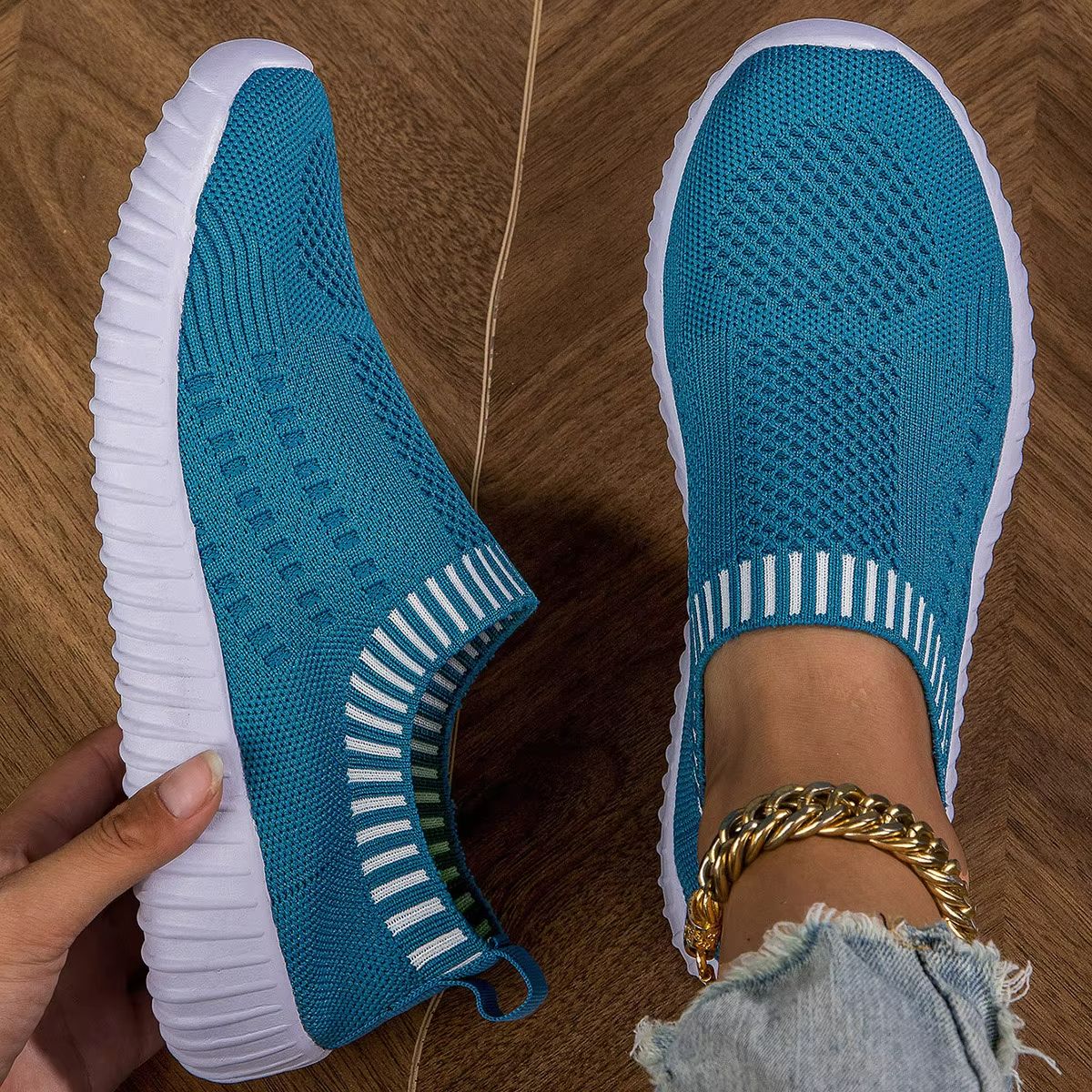 Womens Breathable Knit Sneakers  Lightweight Mesh Casual Walking Shoes 6
