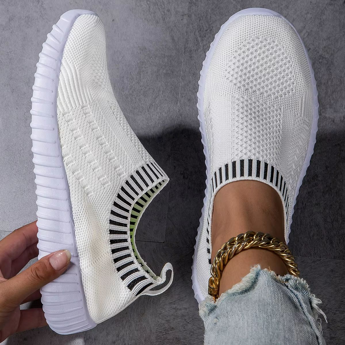 Womens Breathable Knit Sneakers  Lightweight Mesh Casual Walking Shoes 9