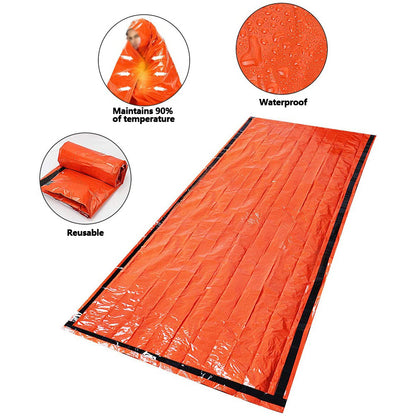 Portable Thermal Sleeping Bag, Emergency Blanket Waterproof Survival Bivy for Camping Hiking Outdoor Survival Gear
