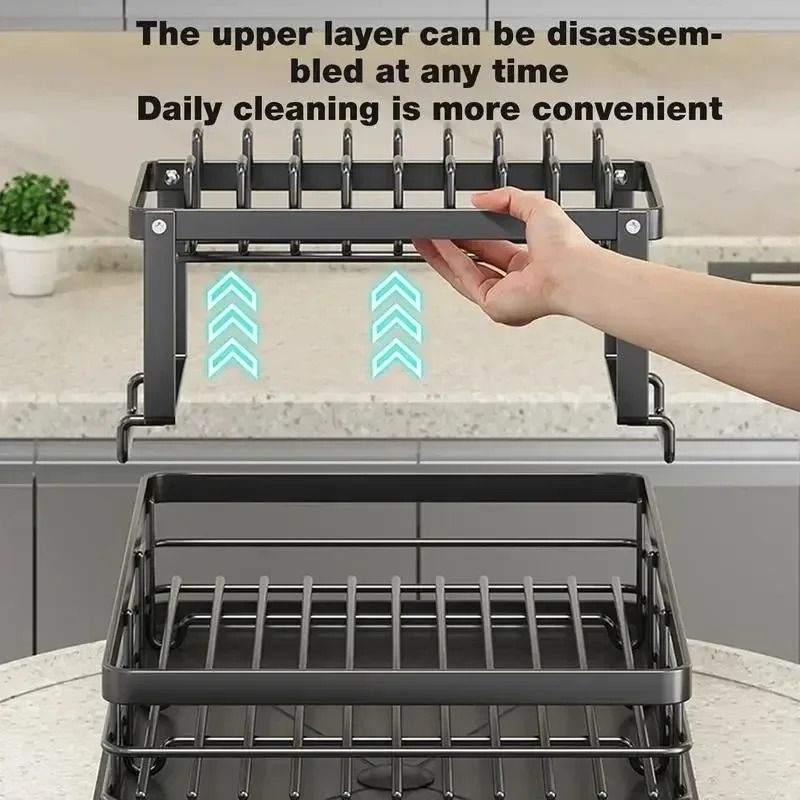 Adjustable Over Sink Dish Drying Rack With Drainboard 1