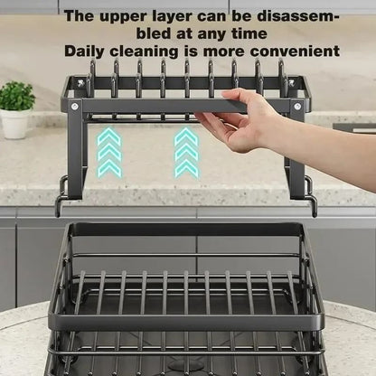 Adjustable Over Sink Dish Drying Rack With Drainboard 1