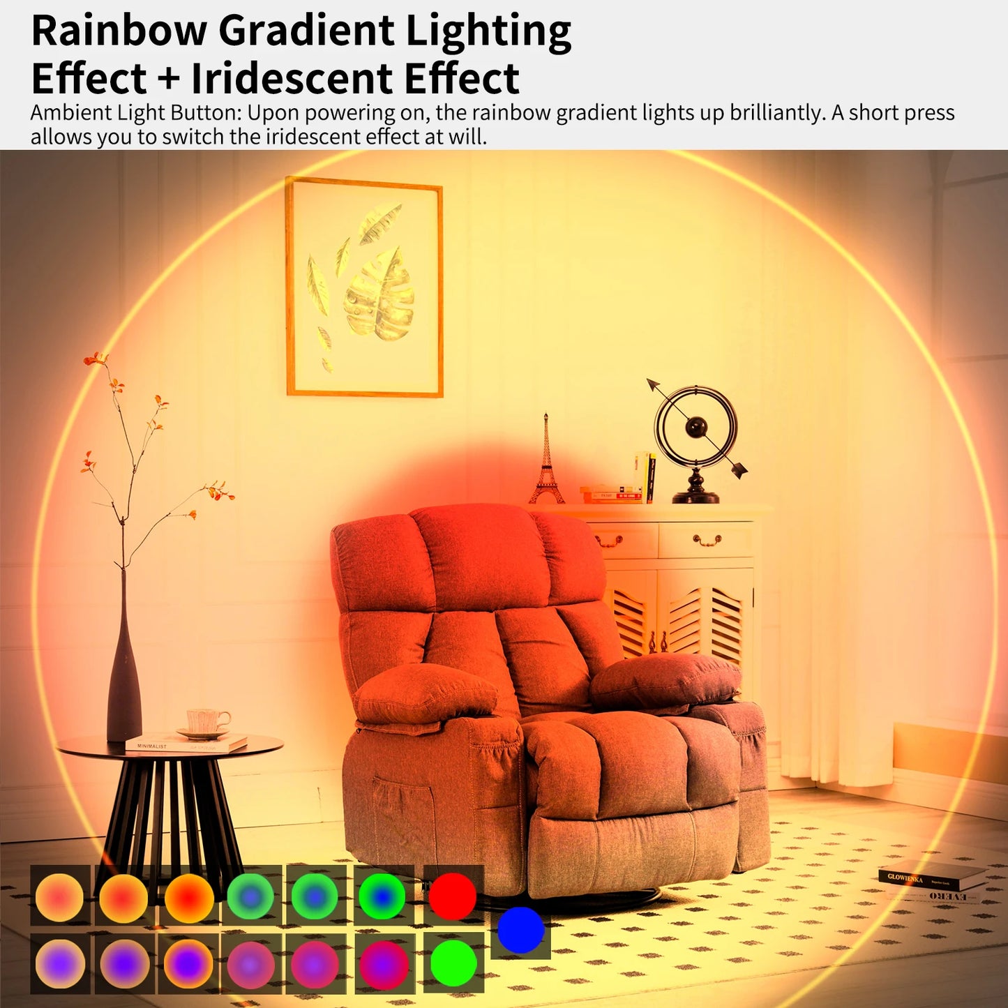 RGB Motion Sensor Wall Lamp, Rechargeable LED Up & Down Light with Warm White, Auto Night Light for Stairs, Porch