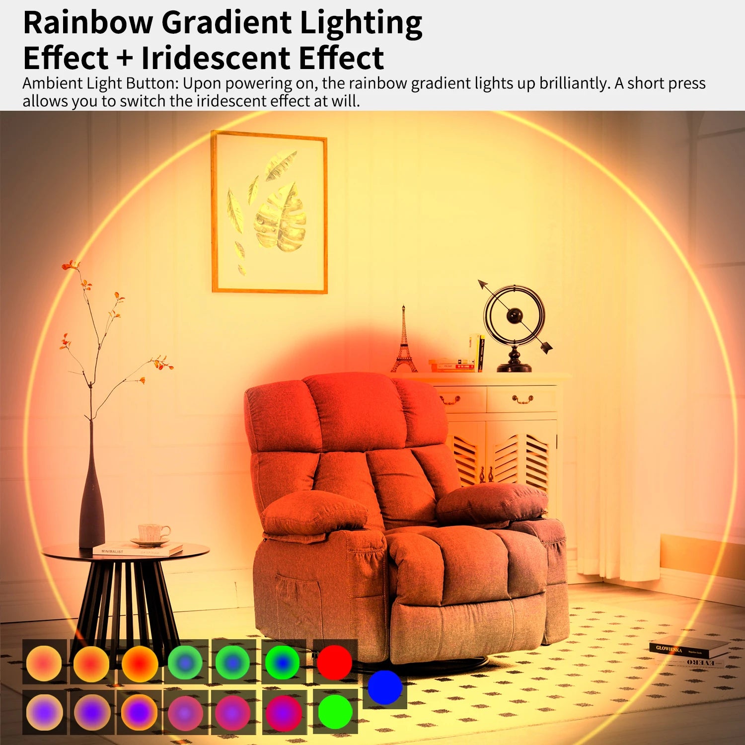 RGB Motion Sensor Wall Lamp, Rechargeable LED Up & Down Light with Warm White, Auto Night Light for Stairs, Porch