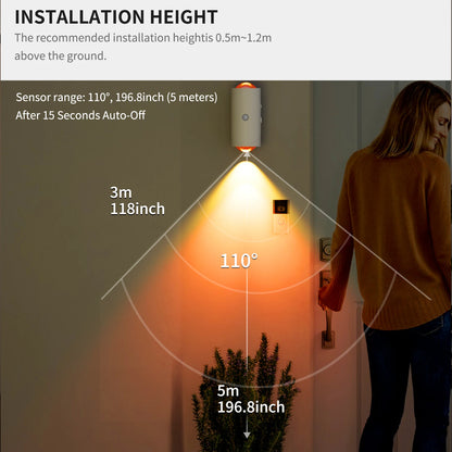 RGB Motion Sensor Wall Lamp, Rechargeable LED Up & Down Light with Warm White, Auto Night Light for Stairs, Porch