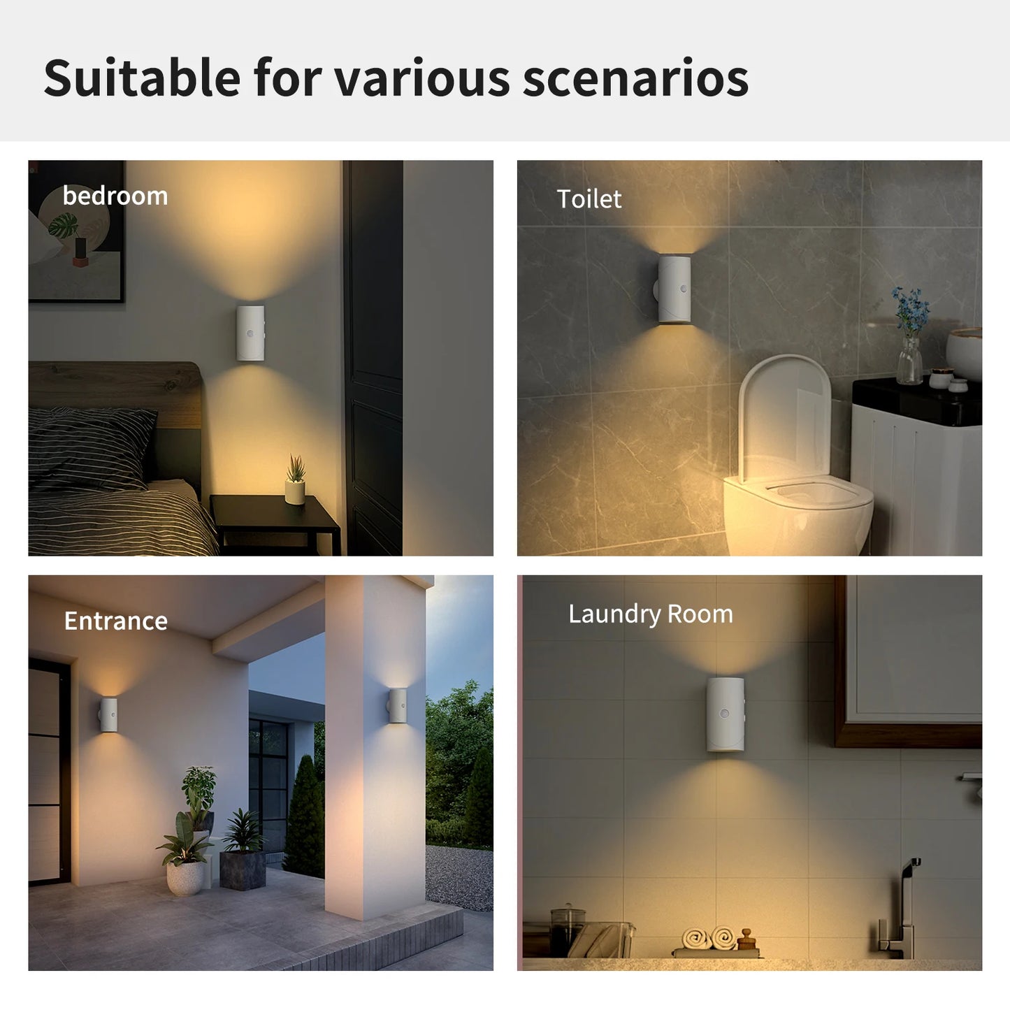 RGB Motion Sensor Wall Lamp, Rechargeable LED Up & Down Light with Warm White, Auto Night Light for Stairs, Porch