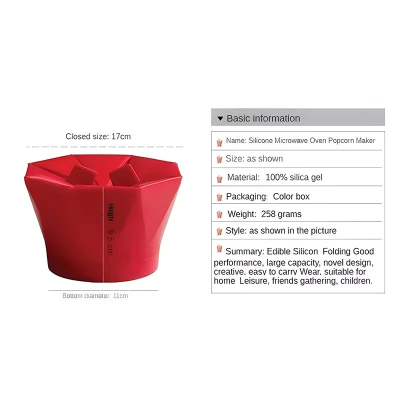 Foldable Silicone Popcorn Bowl  Microwaveable DIY Popcorn Maker Bucket 5