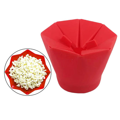 Foldable Silicone Popcorn Bowl  Microwaveable DIY Popcorn Maker Bucket 6