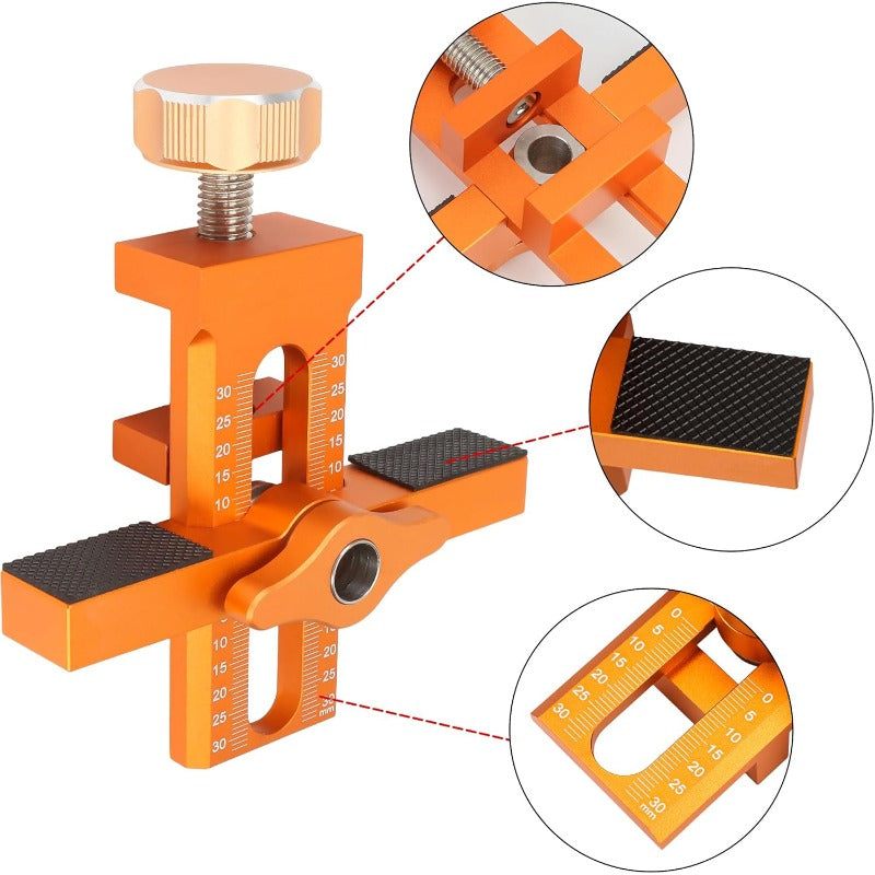 2-in-1 Aluminum Cabinet Door Clamp & Drilling Locator, Quick Positioning Mount Rebounder for Precise Panel Installation