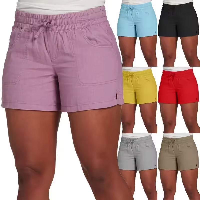 Womens Casual Summer Shorts Elastic Waist Lace Up Design 1