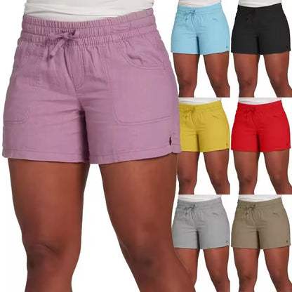 Womens Casual Summer Shorts Elastic Waist Lace Up Design 1