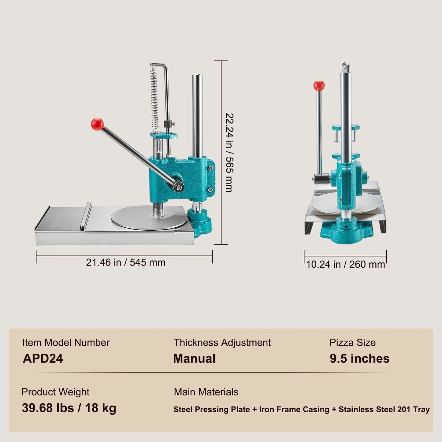 Manual Pizza Dough Press Machine For 95 Inch Crusts 5