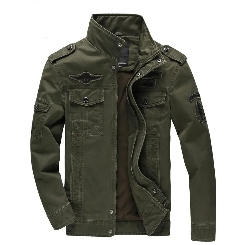 Mens Military Cargo Jacket Plus Size Casual Army Coat