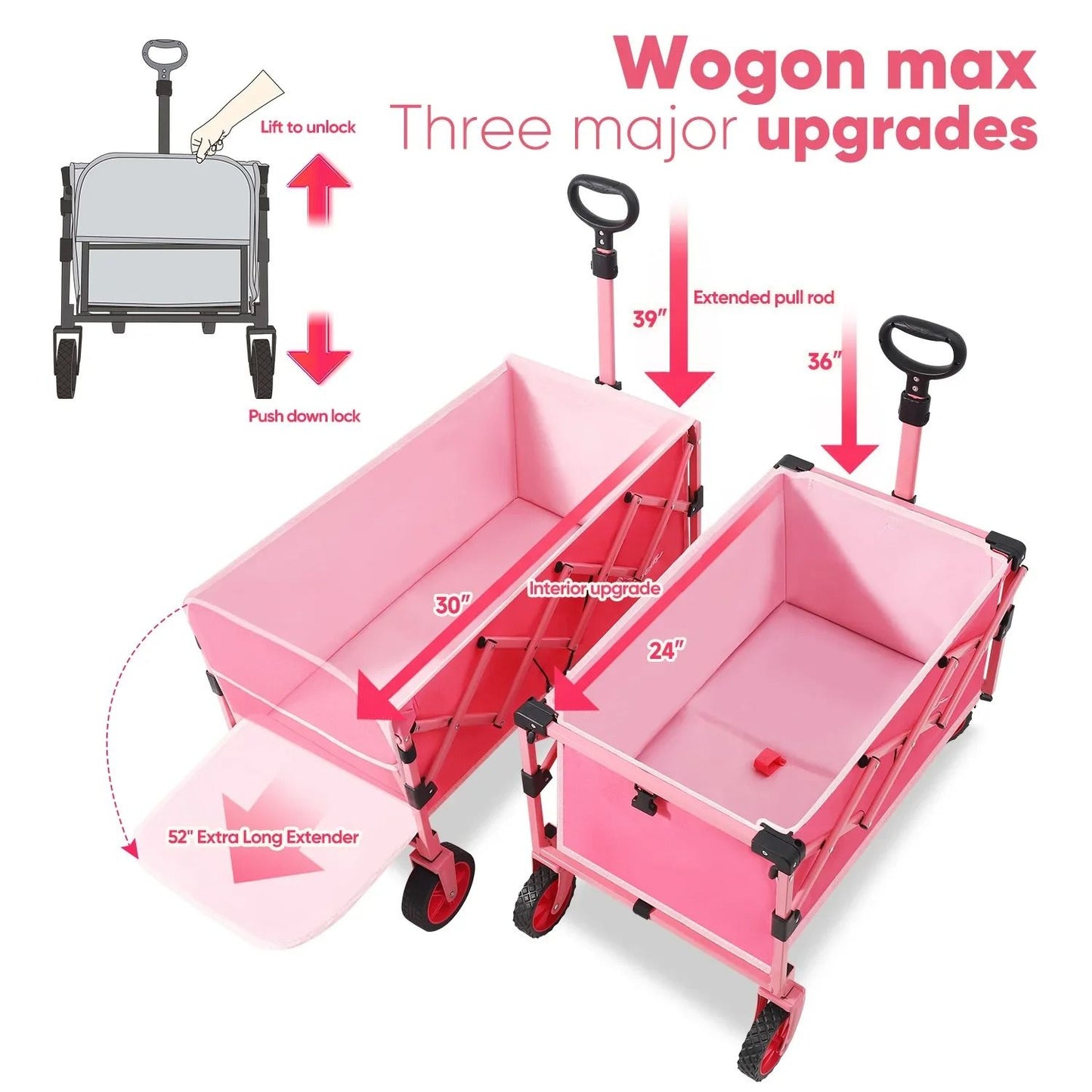 Folding Collapsible 52 Inch Utility Wagon Cart 1