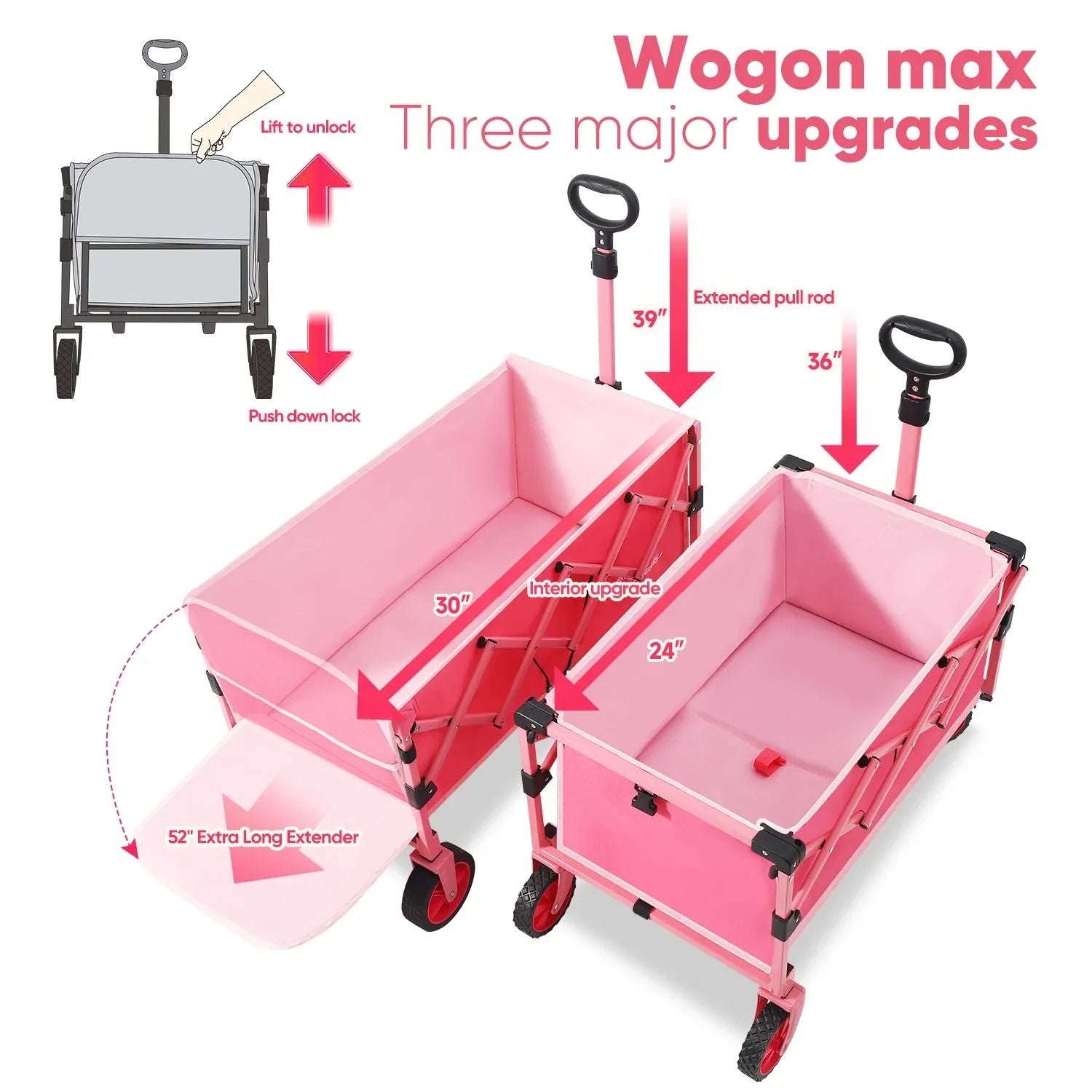 Folding Collapsible 52 Inch Utility Wagon Cart 1