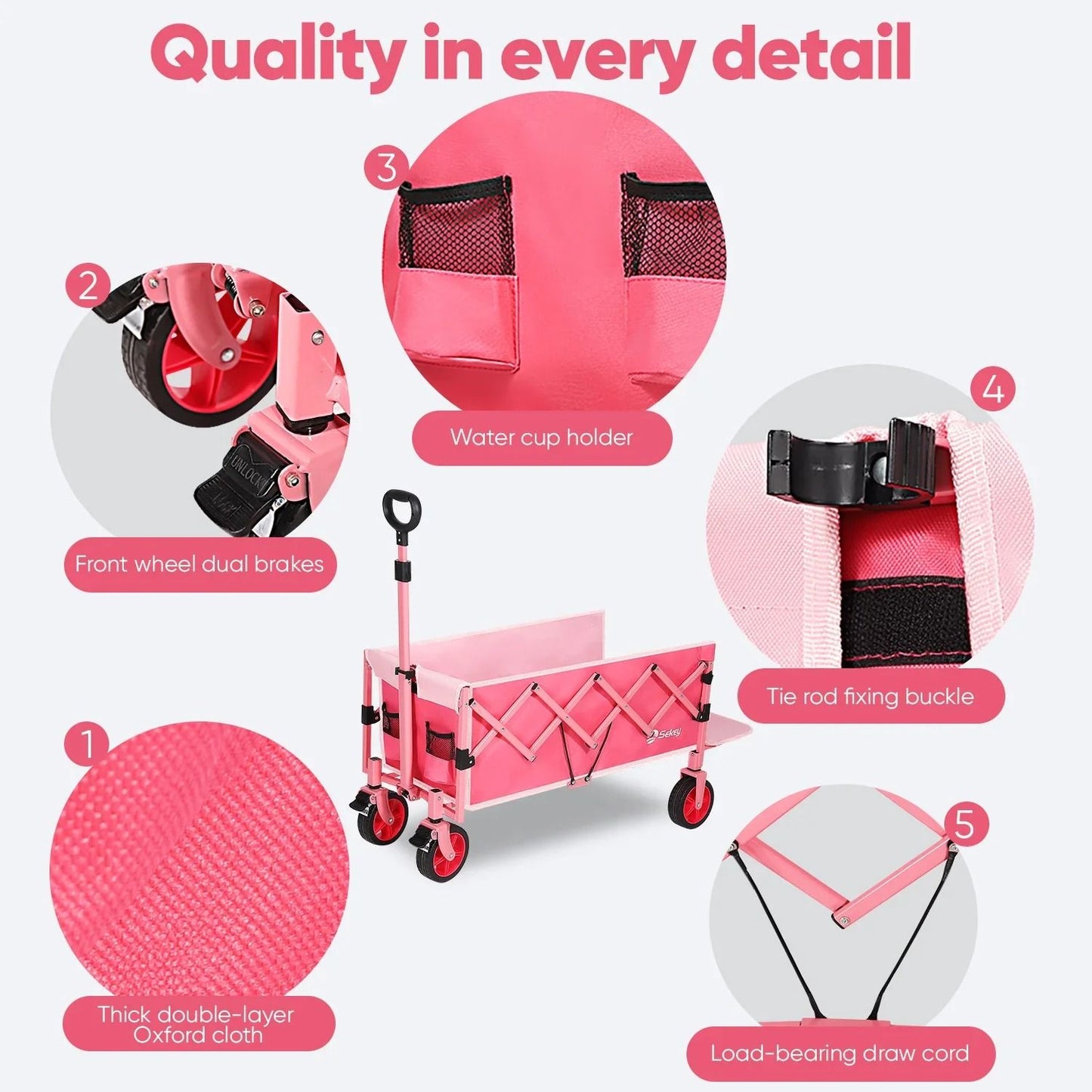 Folding Collapsible 52 Inch Utility Wagon Cart 3