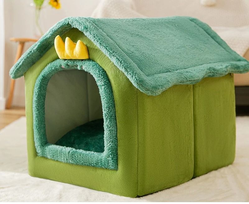 Indoor Soft Dog Kennel Warm Pet Bed Cave With Removable Mat 9