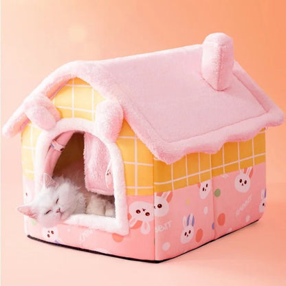 Indoor Soft Dog Kennel Warm Pet Bed Cave With Removable Mat 11