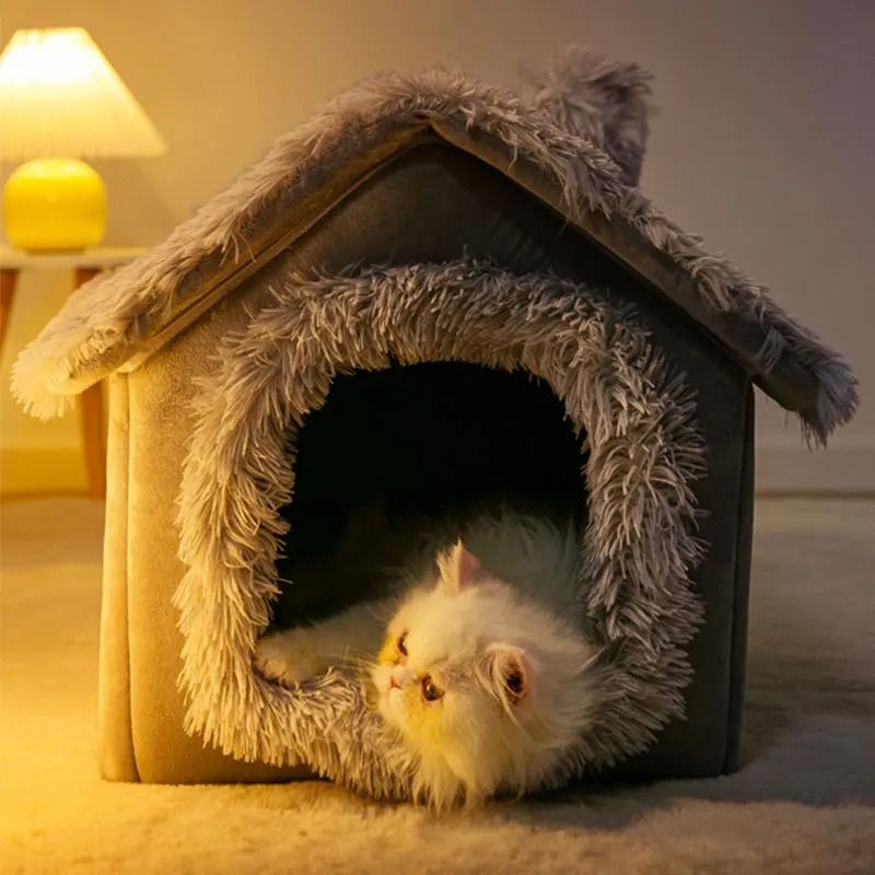 Indoor Soft Dog Kennel Warm Pet Bed Cave With Removable Mat 2