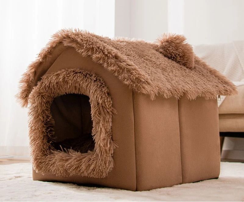 Indoor Soft Dog Kennel Warm Pet Bed Cave With Removable Mat 6