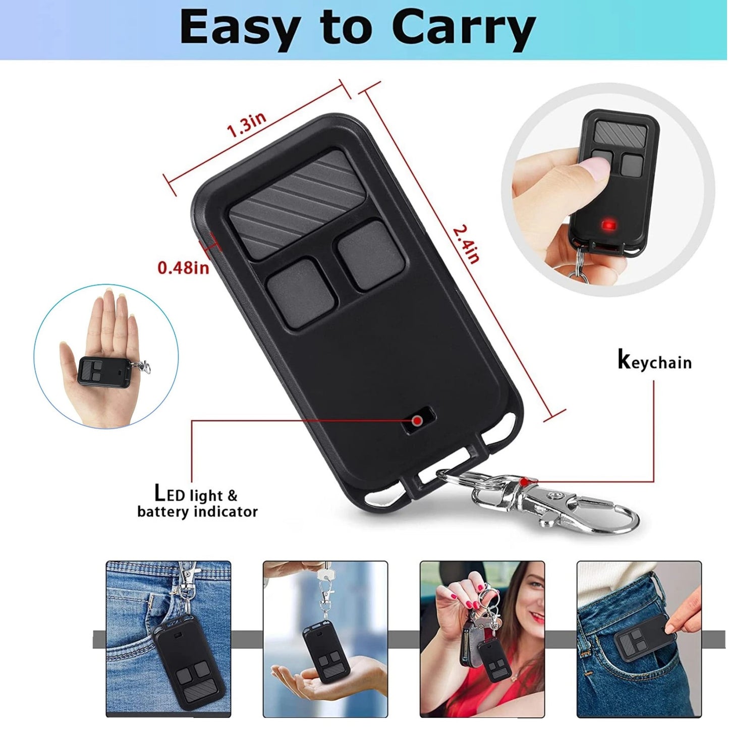 Replacement Remote Control For Garage Door Opener Easy Pairing Wireless Transmitter 3