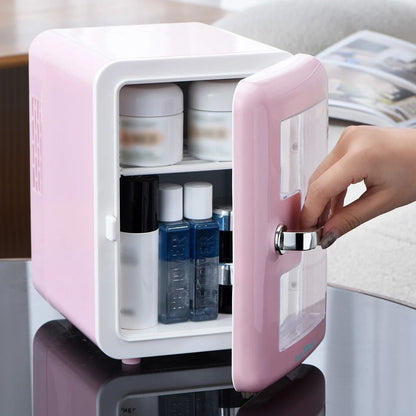 Portable Mini Fridge With Viewing Window For Drinks And Makeup 1