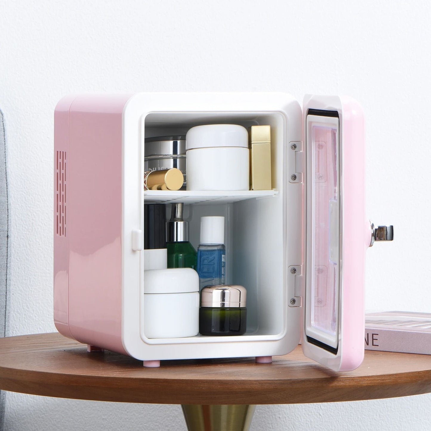 Portable Mini Fridge With Viewing Window For Drinks And Makeup 2